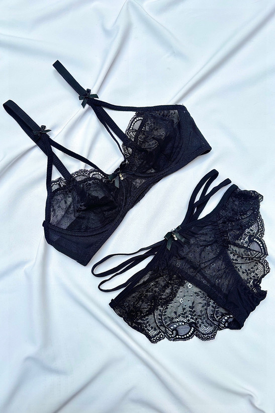 ست سوتین و شورت هارنس دار توری دخترانه و زنانه وارداتی