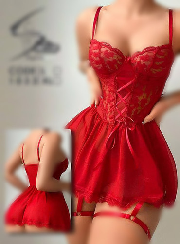 لباس خواب گارتر دار توری زنانه وارداتی