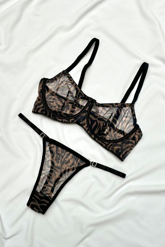 شورت و سوتین ست طرح ببری فنردار زنانه وارداتی