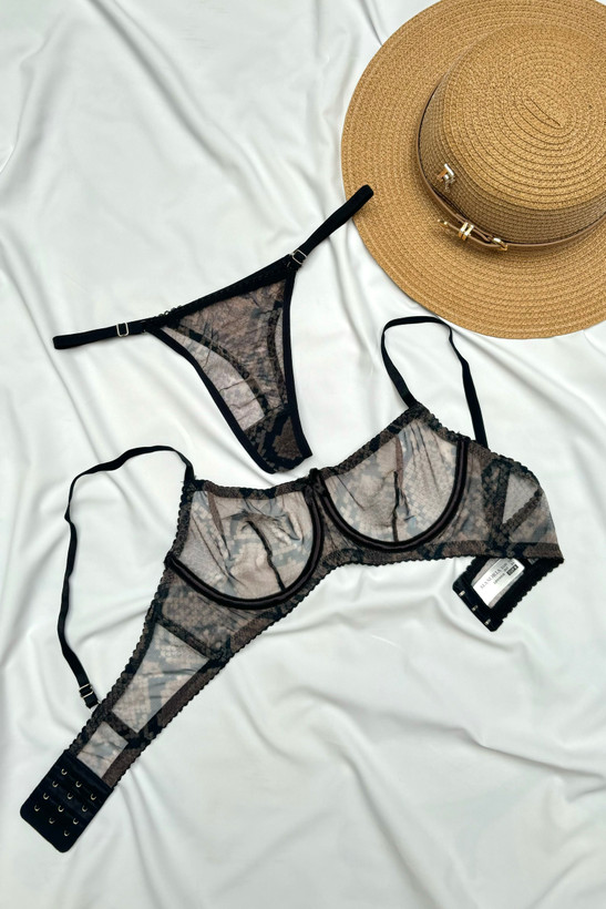 ست سوتین شورت حریر پوست ماری