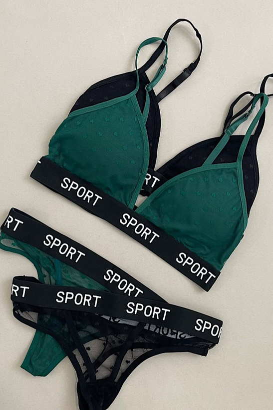 ست وارداتی سوتین شورت اسپرت و توری با شورت توری