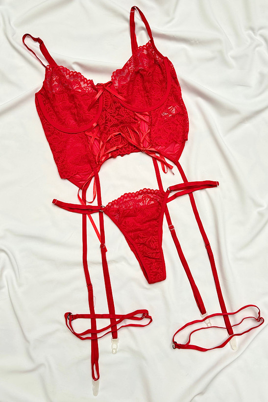 ست توری وارداتی کرست دار و شورت بکلس