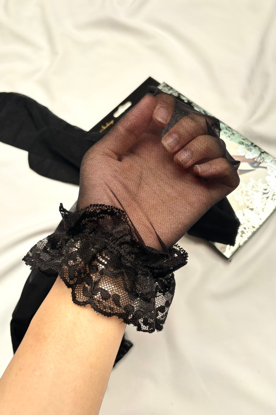 جوراب بلند شیشه ای بالا زانو لب توری