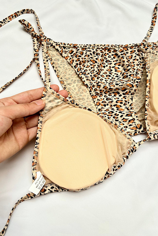 بیکینی دو تیکه کاپدار زنانه پلنگی