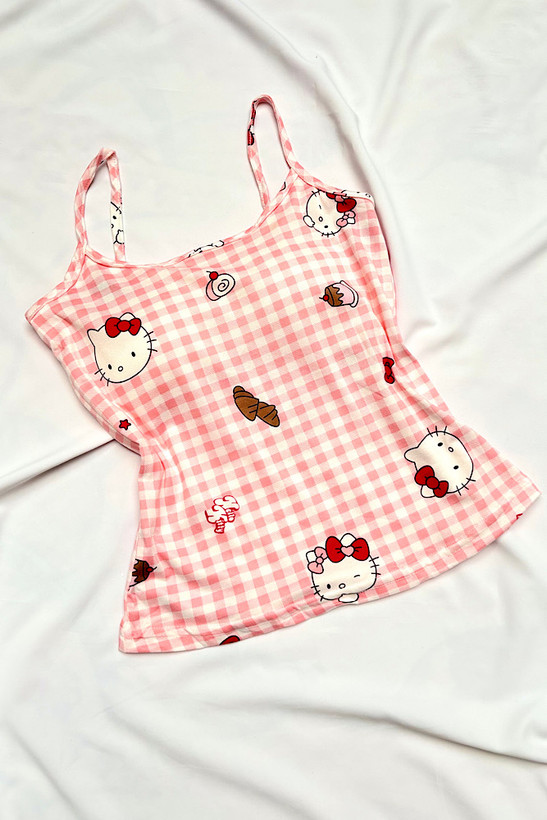 ست تاپ شلوارک نخی کیتی