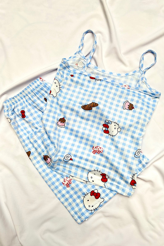 ست تاپ شورتک نخی کیتی دخترونه