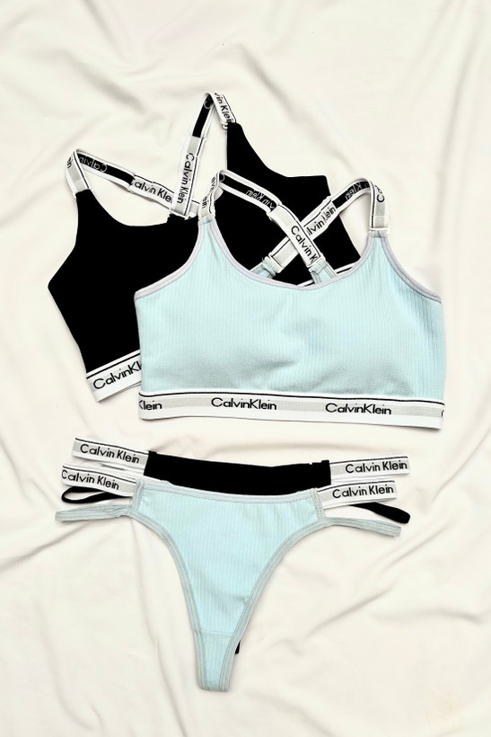 ست شورت بکلس و نیمتنه کاپدار نخی کلوین کلین