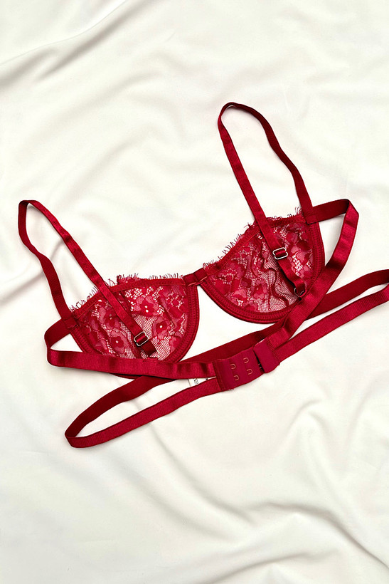 ست سوتین شورت نیم کاپ توری فنردار