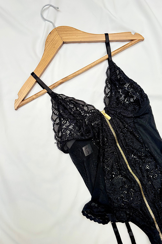 بادی توری زنانه زیپی دانتل بدن نما