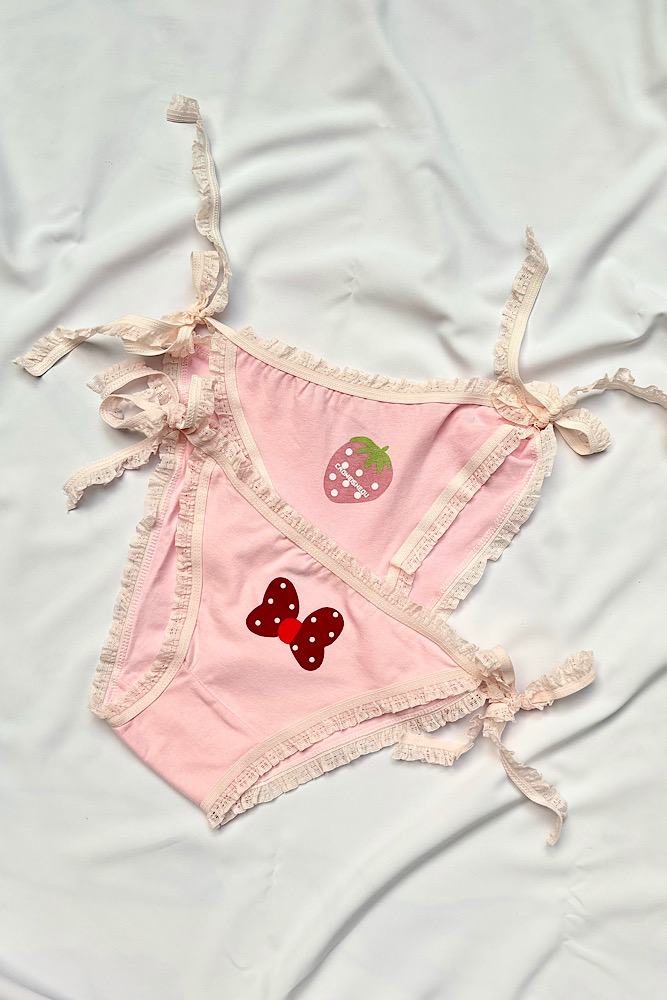 شرت نخی بغل گره ای زنانه توت فرنگی