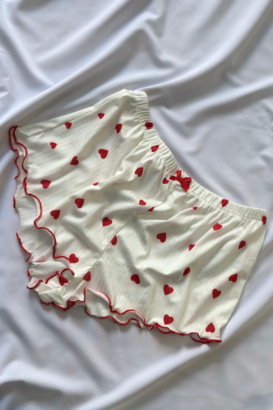 ست تاپ شورتک نخی قلبی